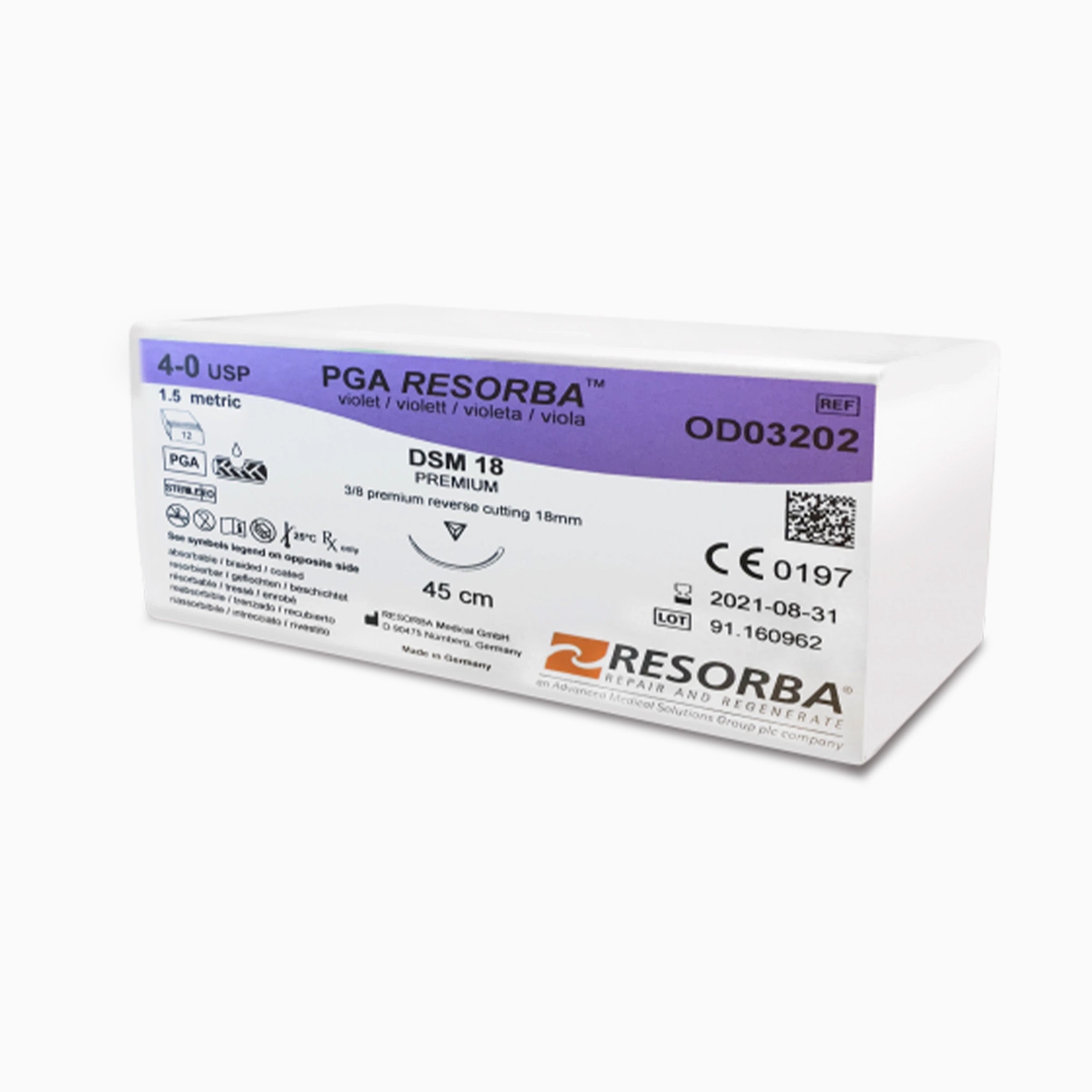 Resolon 5/0 USP 16 mm DSM 3/8 Circle Premium Reverse Cutting, 12 pack
