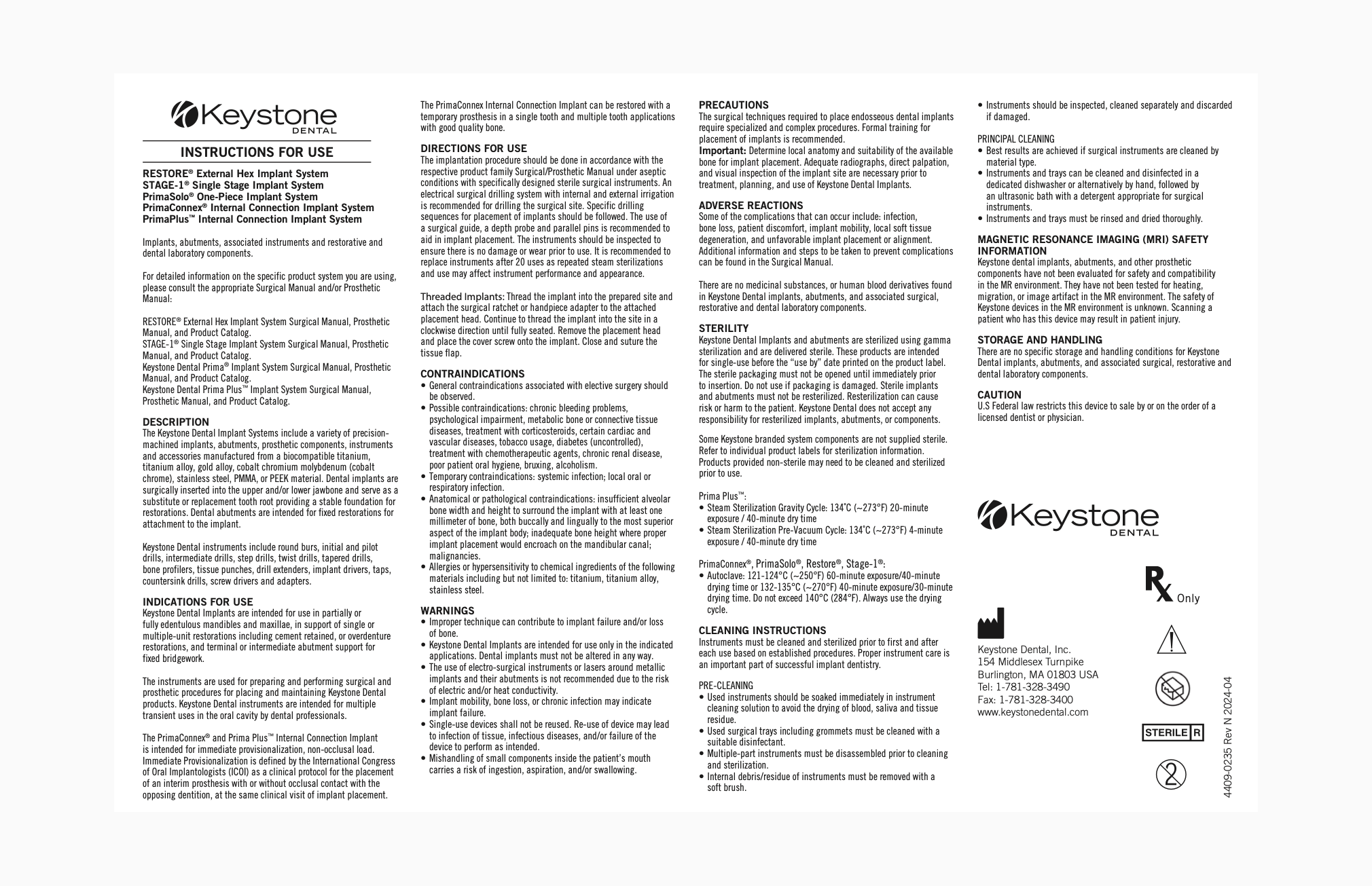 Keystone Implant IFU
