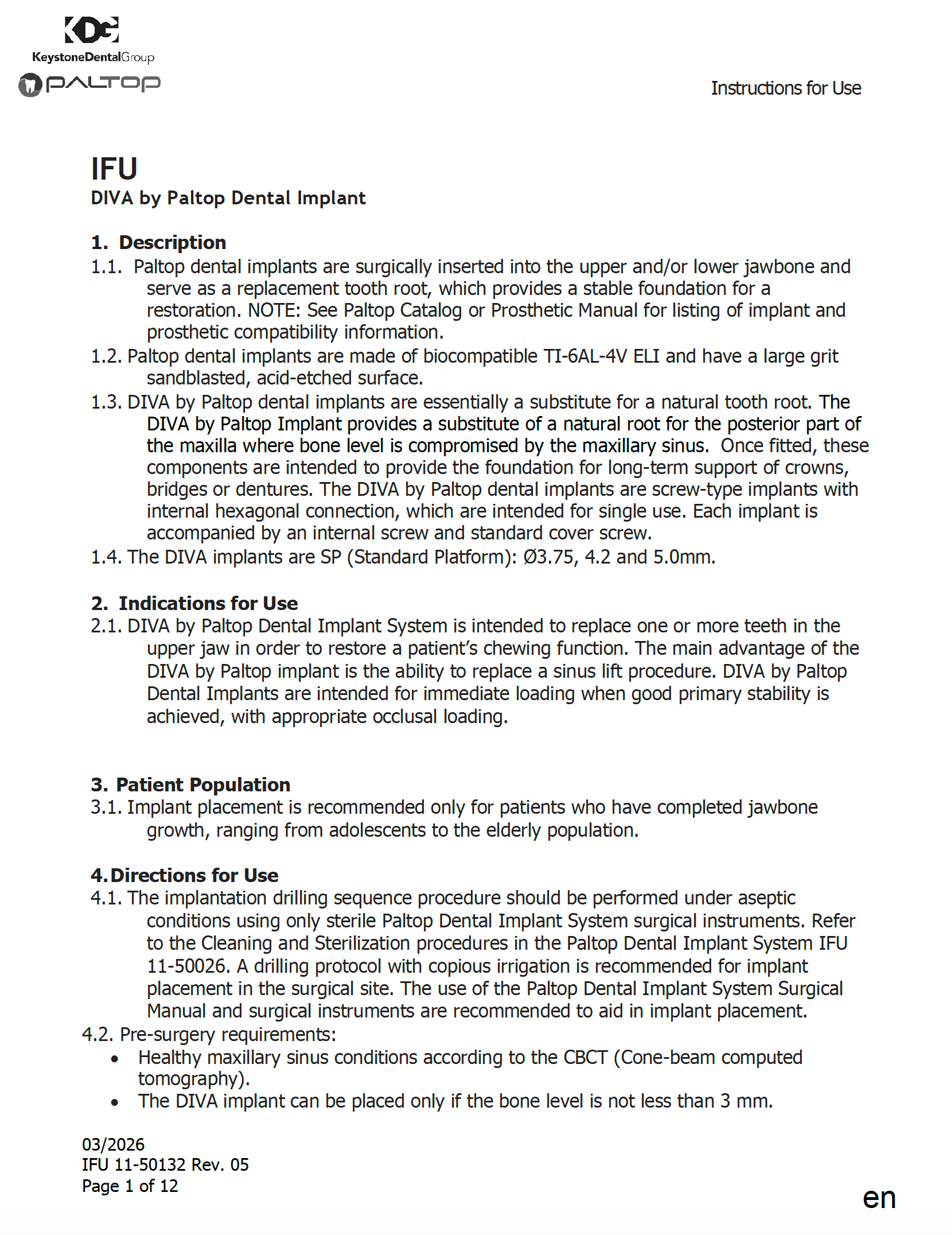 IFU DIVA Implant - EU & US